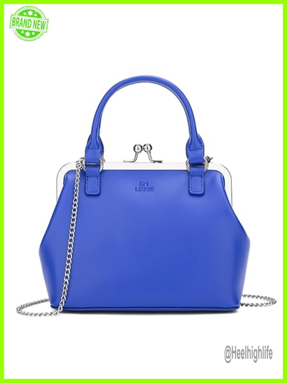 Kiss Lock Clutch PU Leather Evening Bag Crossbody Purse with Chain Strap